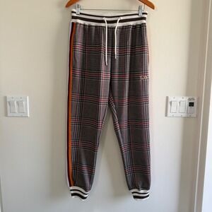 Lonsdale London Plaid Track Pants Brown Orange Stripe Mens Size Medium Joggers